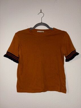 Zara Burnt Orange Short Sleeve Ruffle Cuff Tee